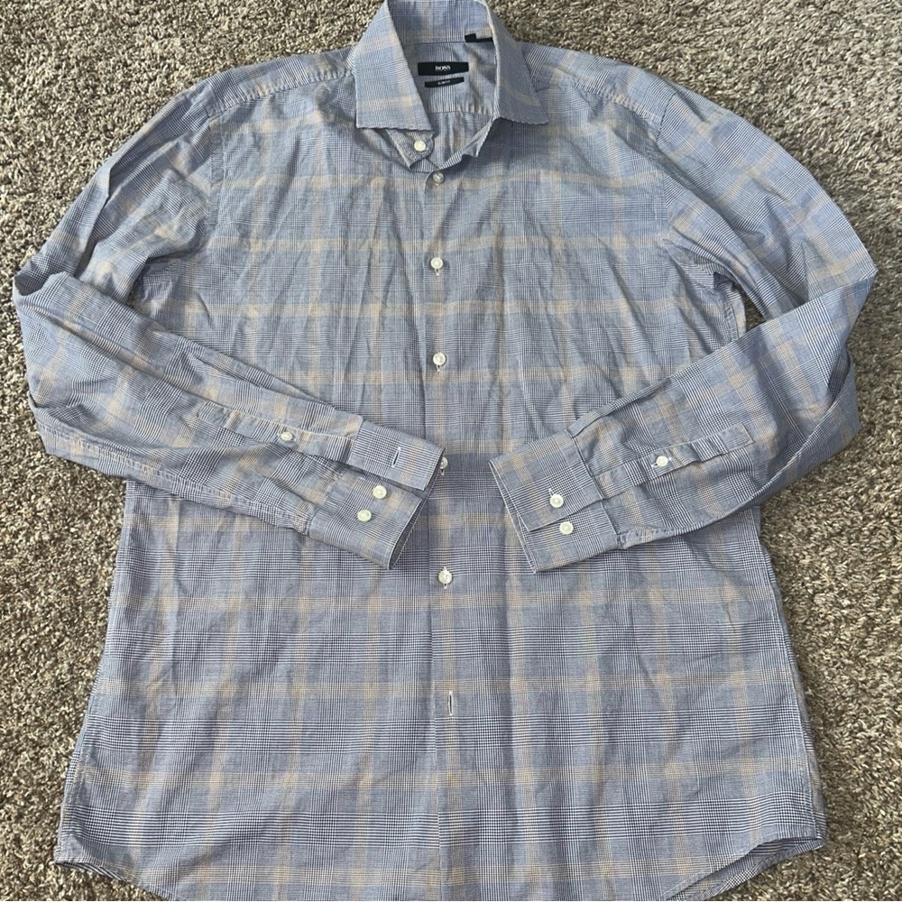 Boss By Hugo Boss Men’s  Plaid Dress Shirt Sz 16  (41)